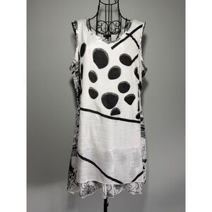 Coco + Carmen Black White Abstract Mixed Print Sleeveless Shift Dress SM